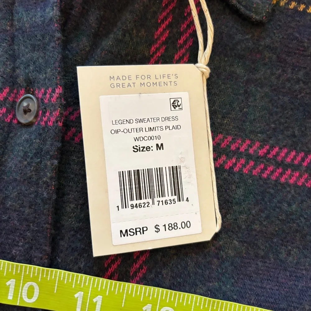 Faherty Legend Sweater Dress Outer Limits Plaid Womens Medium‎ New